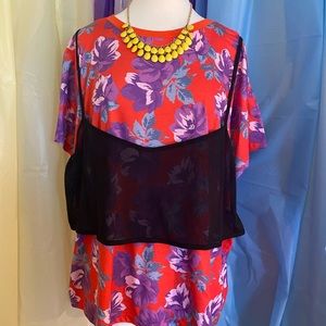 Floral T-shirt w/ Black Overlay